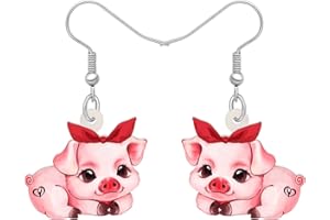 RAIDIN Boucles d'oreilles pendantes en acrylique cochon mignon pour femmes filles Boucles d'oreilles cochon hypoallergénique pour cadeaux fêtes d'anniversaire décorations