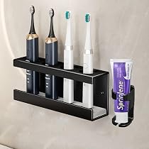 Portaspazzolino Elettrico Da Parete Con Adesivo - 4 Scomparti Con Piatto In Diatomite Assorbi-umidità - Compatibile Philips E Oral-B (2100, 4100, 6500, Pro 1000, 3000...) - 5