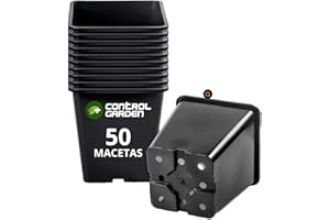 + CONTROL GARDEN CONTROL GARDEN Zestaw 50 czarnych kwadratowych doniczek na rośliny 8 x 8 x 7 cm - 50 plastikowych doniczek do kwiatów i sadzenia 8 x 7 x 7 cm - idealne na zewnątrz i wewnątrz kwiaty, sadzonki i