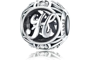YASHUO Breloque en argent sterling 925 Avec lettres porte-bonheur Pour bracelets Pandora Lettre H
