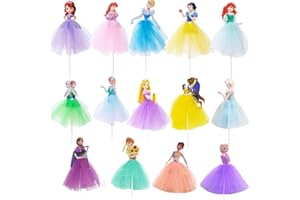 ZGCXRTO Prinzessinnen Cake Toppers 14 Stück Geburtstag Princess Tortendeko Mädchen Topper Set für Mädchen Themenparty Party Kuchen Dekoration
