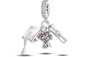 MariaFonte Charm New 2025 Compatibile Tutte Marche Pendente Laurea Diploma Fiori Pergamena Compleanno Anniversario Ciondoli Originale Bead Argento 925 Mamma Portafortuna Cuore Natale