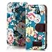 Produktbild HTC One M8 Hülle Flip Tasche [Saxonia] Schutzhülle Case mit Kartenfach Motiv Blumen Blau