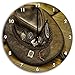 Produktbild Lederhut Bild auf Wanduhr mit schwarzen spitzen Zeigern und Ziffernblatt, Durchmesser 30cm, perfekte Dekoration für Ihr Zuhause, Super Geschenkidee für groß und klein