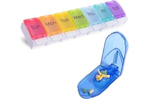 YKL 7-Day Portable Medicine Box Storage Box Does Not Contain Bpa Large-Capacity Spring-Type Weekly Storage Box, (Gift-Medicine Knife)...