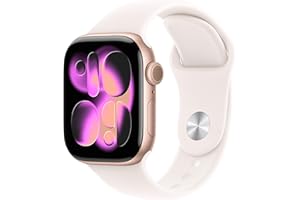 Apple Watch Series 11 GPS + Cellular 42 mm Smartwatch mit Aluminiumgehäuse in Roségold und Sportarmband in Blassrosa (S/M), Schlafindex, Fitnesstracker, Gesundheitsüberwachung, Always-On Display