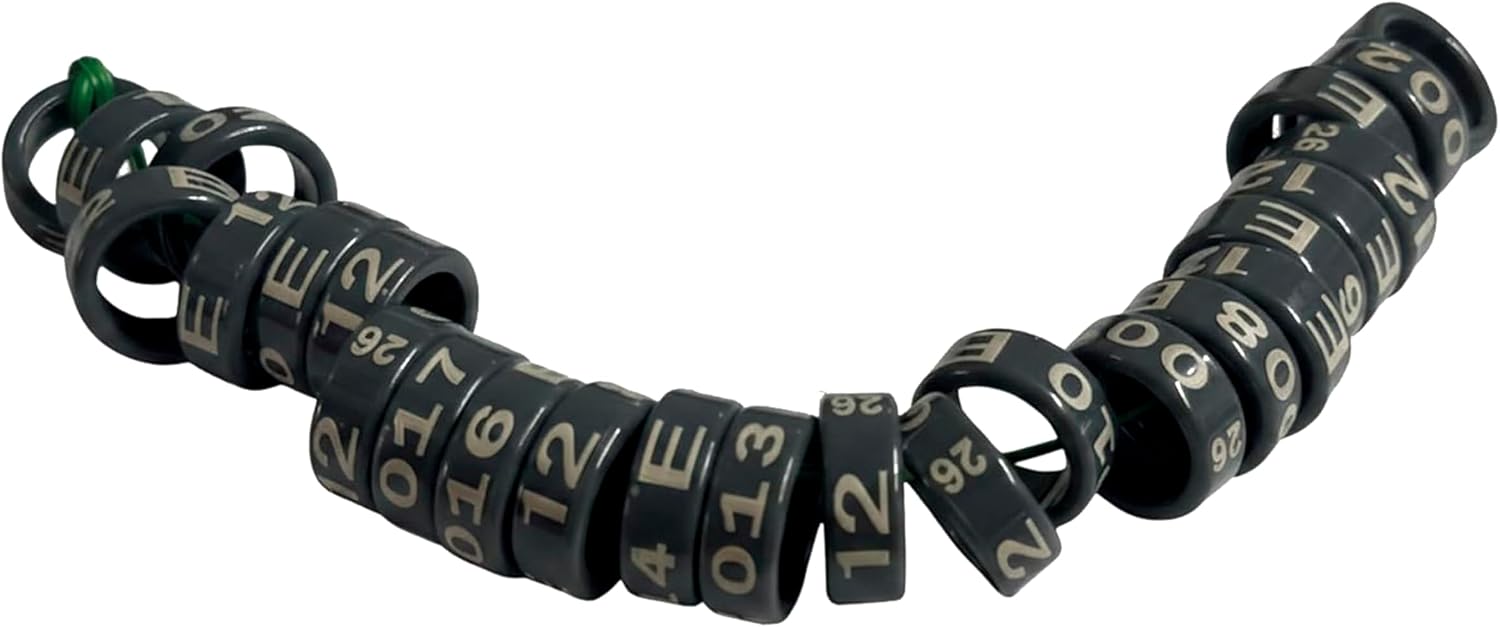 Genérico Anillas de Identificación para Aves Pack 25 uds Anillos Cerrados 2026 Color Gris para Las Patas de Gallinas, Anátidas, (18MM)