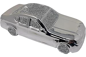 JAYOGLA Silver Crushed Diamond Ceramic Car Ornament - 30CM Luxurious & Glamorous Pickup Model for Home Decoration & Tabletop Storage