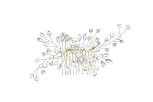 KINDOYO Braut Hochzeit Haarkamm - Rhinestone Pearl Haarkamm Haarspangen Haarclip-Kamm Haarschmuck Kristall Brautkamm für Frauen und Mädchen - Gold