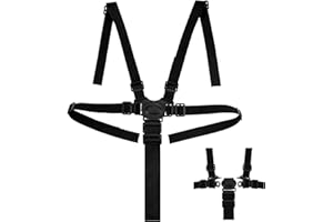 ALTcompluser Sicherheitsgurt für Kinder,5-Punkt-Gurt Verstellbare Hochstuhl Sicherheitsgurte Gurte für Kindersitz Kinderwagen und Hochstuhl (Schwarz)