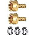 ESEKSAFAR 1/2" inch BSP Thread Barb hose fitting 1-Way Union Pipe Joint set (Female 2pc 1/2" Thread x Barb Hose fitting 5/16" (8mm))