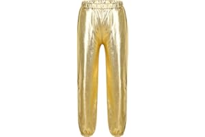 dPois Pantalones de Danza Baile Hip Hop Jazz Niños Niñas Pantalones Largos Brillante Leggings Elástica Cintura Alta Ropa Deportiva Running Fitness