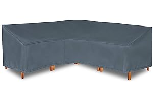 Hentex Cover Lounge Furniture Cover for L-Shaped Sofas, Waterproof, Breathable TPU Fabric Cover for Garden Furniture, Protection Against Wind, UV Protection, Grey