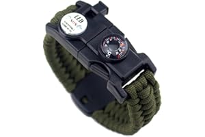 MANSWILL 21 in 1 Survival Bracelet, 7 Core Paracord Emergency Sports Wristband Gear Kit Waterproof Compass, SOS LED Light, Thermometer, Rescue Whistle, Fire Starter Multi-Tool Wilderness Adventure Accessories
