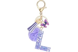 JSRQT Alphabet Initial Letter Keychain Purple
