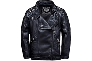 SXSHUN Blouson Faux Cuir Enfant Garçon Filles Manteau Manches Longues Blouson Style Motard Matelassé