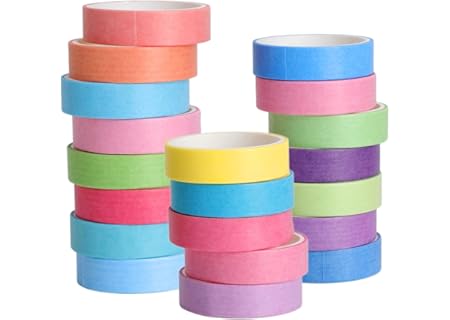 XRVRILE 20 rullar Washi Tape Set, regnbågsfärger maskeringstejp, dekorativ Washi Tape barn, skrivbar - Amazon Deal & Rabatt