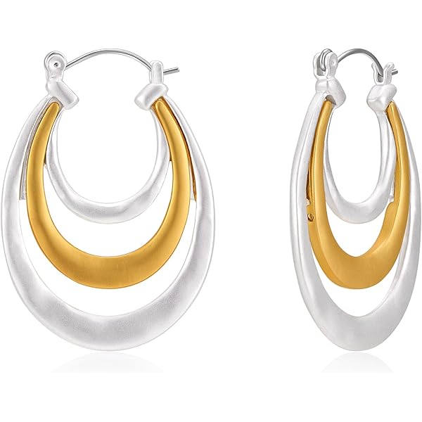 TOFBS Orecchini A Cerchio Bicolore Intrecciati – Argento E Oro – Acciaio Inossidabile Ipoallergenico – Gioielli Eleganti Per Donna