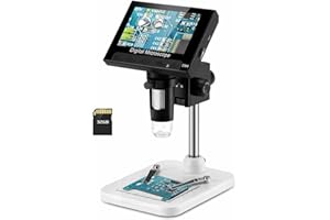 ‎WADEO WADEO Mikroskop Elektroniczny z Wyświetlaczem LCD 10,9 cm, 1000-krotne Powiększenie, Lupa Wideo USB z 8 Regulowanymi Diodami LED, Metalowy Statyw dla Hobbystów i Profesjonalistów