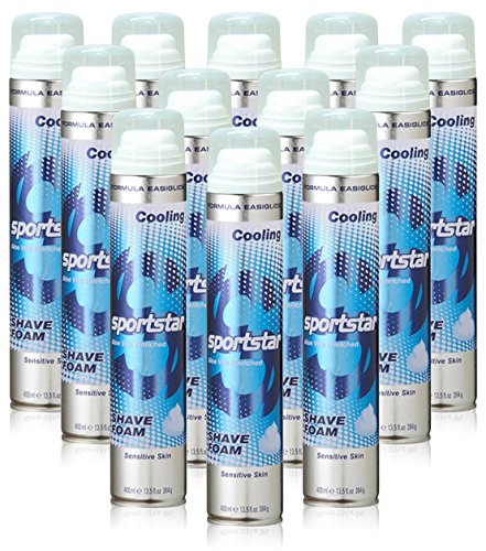 12x Sportstar Shave Foam Mens Sensitive Skin Shaving 200ml Aloe Vera Enriched
