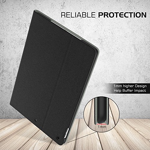 MoKo Hülle für Neu iPad 9.7 Zoll 2017 – Stoßfest Ledertasche Schutzhülle mit Auto Sleep/Wake up Funktion, Standfunktion und PC Bumper für Apple New iPad 2017 9.7″ Tablet, Asche Schwarz - 6