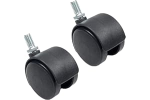 MroMax 8mm/10mm Threaded Stem 1.5 Inch Dia Double Wheel Swivel Locking Caster
