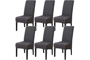 Jaotto Set of 6 Stretch Chair Covers, XL Chair Covers, Washable, Elastic, Stretch Chair Protector, Large Chair Covers for Dining Room, Office, Dining Room, Hotel, Banquet (Dark Grey Set of 6)