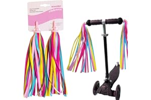 KHYYQUA Lot de 2 Vélo Tassel Enfant,Multicolores Tassel Accessoires de Décoration,Ruban de Banderole de Guidon Vélo Serpentins de Vélo Accessoires pour streamer vélo, poignées, pompons pour décoration