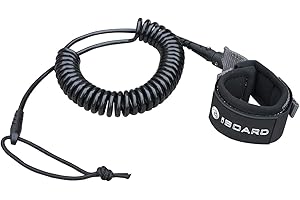 iBOARD Paddle Board Leash,Single Turn Surf Leash for Longboard,Paddleboard,Surfboard 5.5mm Replacement | Coiled Rope 10 Foot | Black and Blue