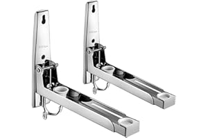 Youery 2 x Microwave Holder, Wall 304 Stainless Steel Universal Microwave Holder, Foldable Microwave Stand Holder, Load Capacity up to 55 kg, Extendable Microwave Holder for Kitchen Shelf, Oven