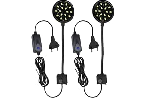 GERUI 2 Stycken Svart Skål Fisktank Clips - 7 W Mini LED-Belysning Hög Ljusstyrka Akvarium Vatten Gräs Ljus - Transparent Klä