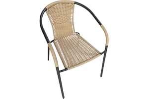 HOUSE ATTACK Möbel & Wohnaccessoires LC Garden »Garvista« Gartenstuhl braun/gelb Metall/PE-Rattan Stapelstuhl Bistrostuhl (braun/gelb)