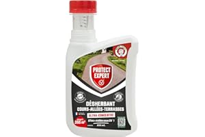 PROTECT EXPERT Désherbant Ultra Concentré - Cours Allées Terrasses - Effets Visibles Sous 3h - 800ml - Jusqu’à 355m² Traités - Bidon Auto Doseur PROCOURU800