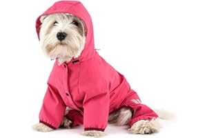 LJWDYS Impermeabile per Cani con Cappuccio all-Inclusive Mantella Antipioggia Impermeabile A Quattro Zampe Vestiti per Animali Domestici Vestiti per Cuccioli (Color : HotPink, Size : S)