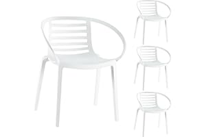 ‎PAPATYA PAPATYA 4er-Set Kunststoffstuhl Mambo mit Armlehnen I Designstuhl mit Einer Belastbarkeit von 200 kg (Weiß)