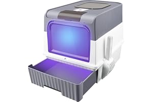 BELFOYER Bac à Litière Fermé, Couvercle Amovible, Anti-Fuite, Nettoyage Facile, Maison de Toilette, Plateau Amovible, Grande capacité, Filtre Qui réduit Les Mauvaises odeurs (gris2, 48 * 35 * 36)