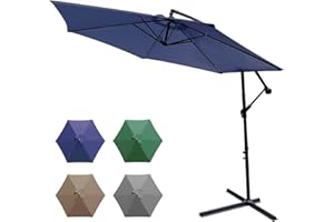SANHENG Garden Parasols, Patio Umbrella Cantilever with heavy duty Cross Bases & Crank-lift ideal for Commercial And Residential Use