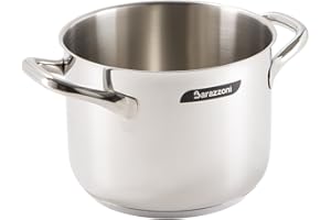 Barazzoni Chef Line Pentola, ø cm 20, capacità 4.6 Litri, Made in Italy, Acciaio Inox 18/10, Induzione+Gas, Triplo Fondo, PFAS Free, Argento