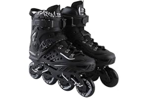 Patins En Ligne Pour Adulte,roller à Une Rangée Pour Femmes Et Hommes, Chaussures De Patinage De Vitesse En Ligne Professionnelles,Black-44