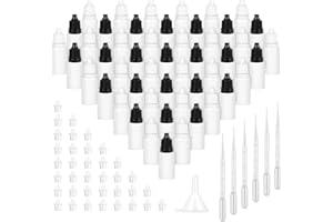 DASYUSUO 60Pcs Gotero líquido para Ojos 10mlCuentagotas de Dispensador Botes Vacíos de Plástico con Cuentagotas con 6 Pipetas y 1 Embudo para Contener Aceite Líquido Ocular y Otros Líquidos (Blanco y Negro)