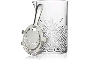 FLOW Barware Szklanka do mieszania koktajli i sitko, 700 ml, zestaw do mieszania szkła i sitka Hawthorne do robienia negroni, staromodnych i klasycznych koktajli