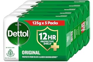 Dettol Original Germ Protection Bathing Soap Bar (625gm) | Kills 99.99% germs, 125gm , Pack of 5
