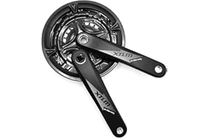 kefeimumu Mountain Bike Crankset - Square Hole 42T/48T Aluminum Chainring Set with Crank Arm & Chain Guard, Compatible for MTB, Road Bike, and Commuter Bicycles