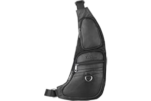 Leathario Sac Poitrine Sacoche Bandoulière Homme Cuir Sac Porté Epaule Sac de Sports Sac de Loisir Sac a Dos Cuir
