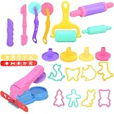 LiRiQi Knetwerkzeug, Teig Plastilin Werkzeuge, 22 Stück Knete zubehör, Zufällige Farben, Knete Zubehör Kinder, Clay Extruder 