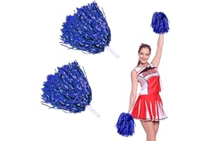 DKDXID 2 Pcs Pompones Animadora Pompones de Porrista de Lentejuelas Niño Adultos Flores de Mano Pompones Metallic Cheer Leader Poms Animadora Pompones Cheerleader Cheerleading Pom Pom con Mango