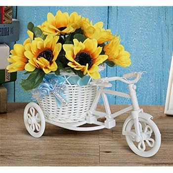 TIED RIBBONS Vaso Portafiori A Forma Di Bicicletta Con Peonie – Decorazione Casa Fatta A Mano – 21x19 Cm