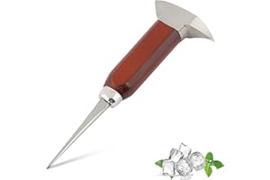 HERCHR Cippatrice per Il Ghiaccio in Acciaio Inox, Piccone da ghiaccio lungo 6,7 pollici con manico in legno per cucina, bar, baristi