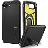 Spigen iPhone 17e / 16e ile Uyumlu MagSafe Kılıf Tough Armor Mag Fit Stand &ouml;zellikli &Ccedil;ift Katmanlı Zırh Koruma Siyah Kapak - 