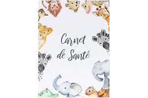 Color Pop® Carnet de santé - ENFANT - 22 X 16 CM - Fabrication française (Blanc imprimé savane)